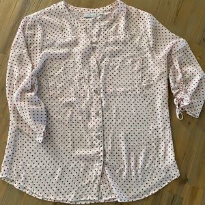 New York & Co, White w /red polka dot blouse, L